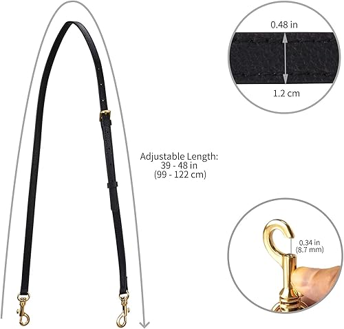 Miniatura 6 de Allzedream - Correa ajustable de cuero genuino para bolso, correa de repuesto de 0.48 pulgadas de ancho