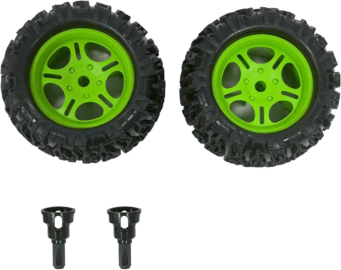 CROBOLL Front Tires & Wheel Replacement Assembly for 1:12 RC Crawler（Green）