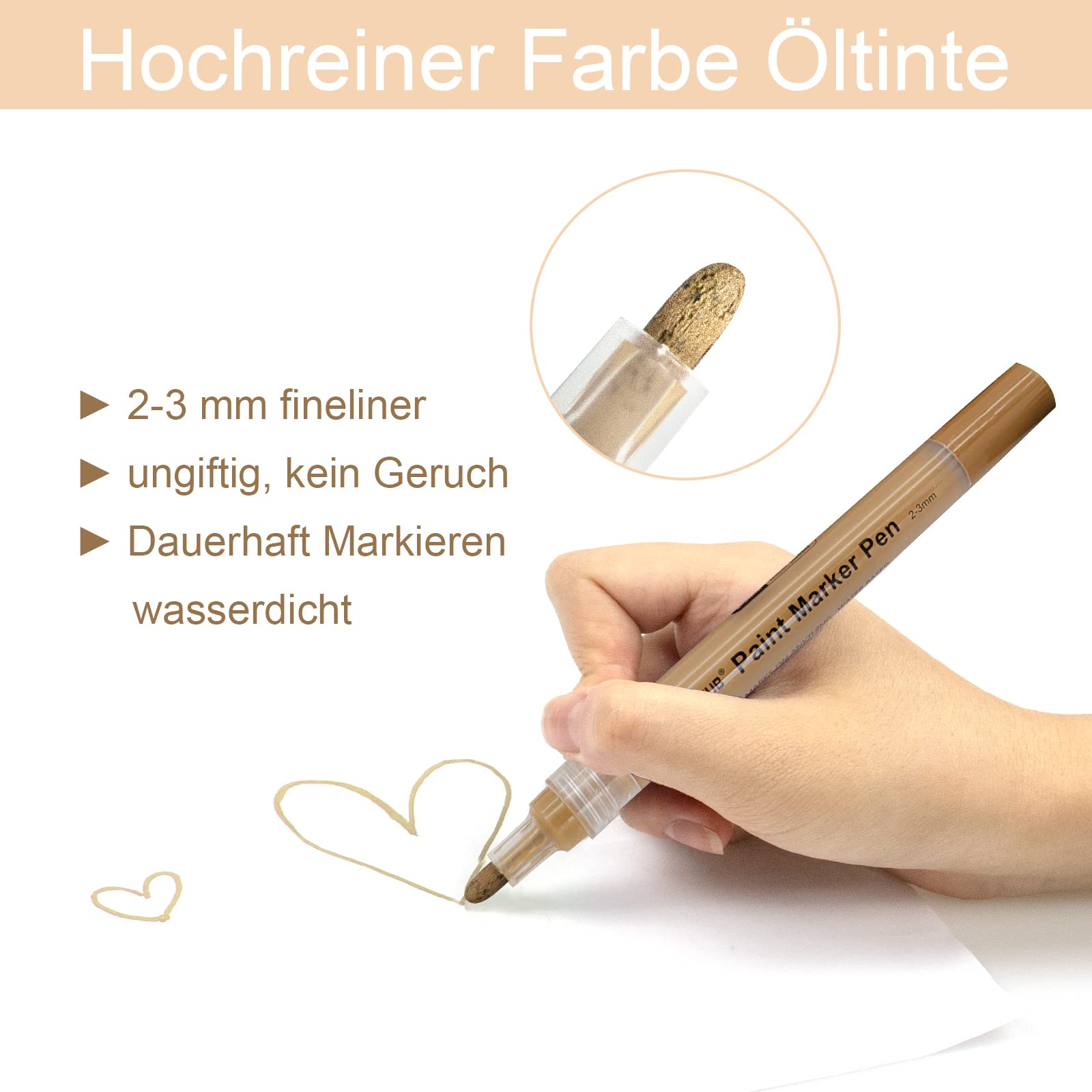 NICETY Set van 72 acrylstiften, viltstiften met penseelpunt voor steen, hout, keramiek, glas, niet giftig en op waterbasis, flexibele tip 1-6 mm, voor kunstenaars, voor volwassenen