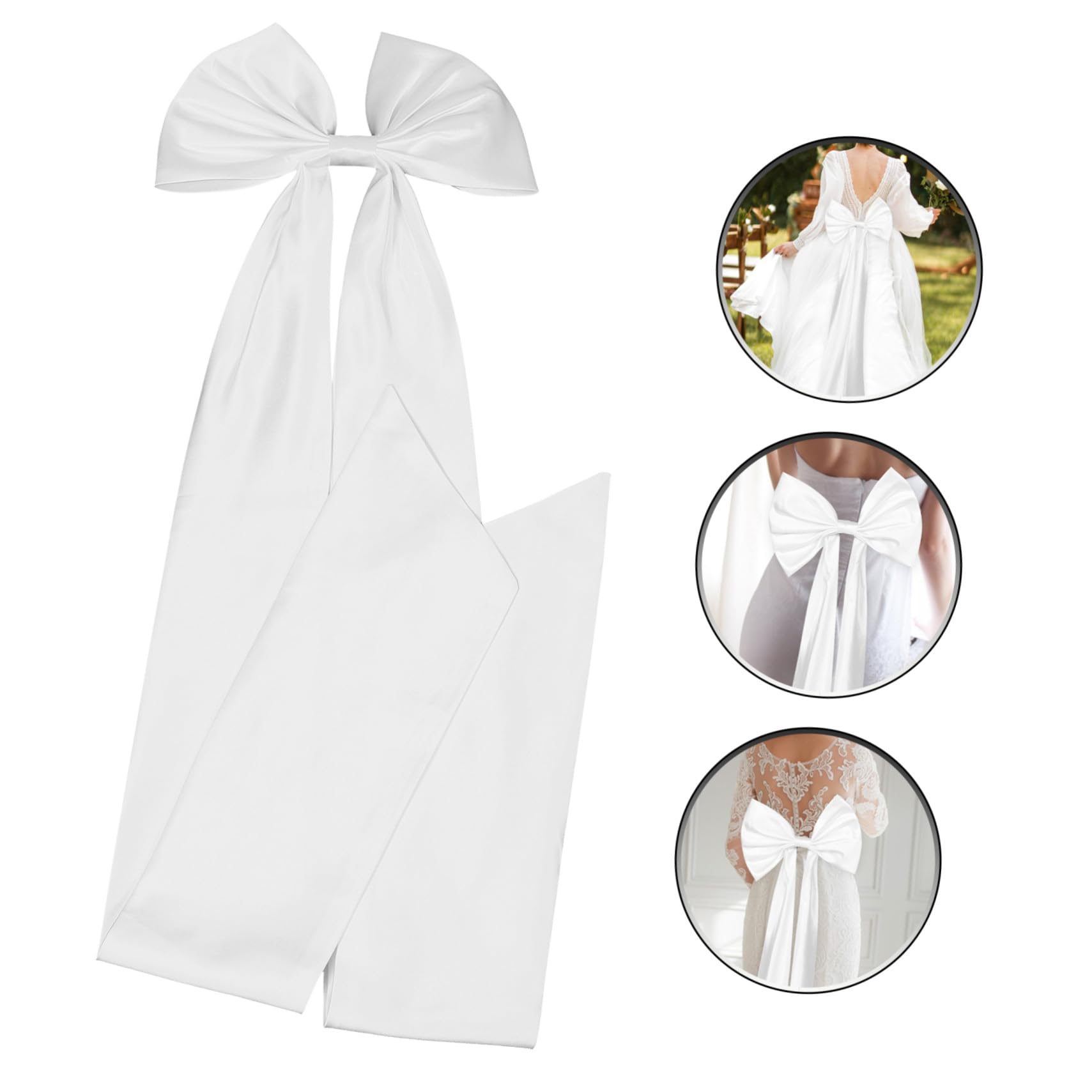 PACKOVE Braut Schleier Weißer Satinband Schleppenschleife mit Schleifenverzierung für Hochzeitskleider und Abendkleider Elegantes Brautaccessoire