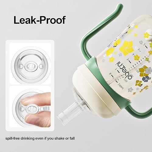 Miniatura 6 de Copas para beber sin derrames, botella de agua para niños pequeños con popote con asa, a prueba de derrames con 2 pezones para bebés de 6 a 12 meses