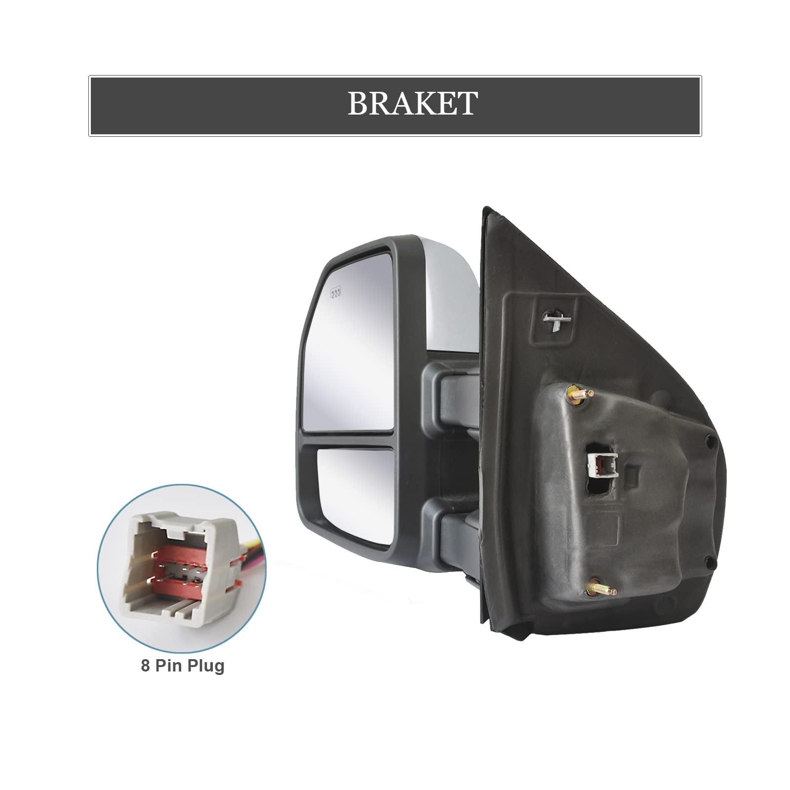 ReYee Power Heated Towing Mirrors For 2017-2020 Ford F250 F350 Super Duty - With LED Turn Signal & Temp Sensor - View #9