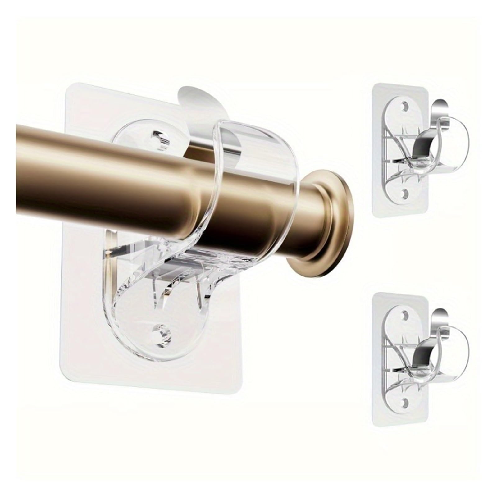 Supports de Tringle à Rideau sans perçage, Supports Auto-adhésifs adaptés aux locataires, Crochets Robustes Adapté aux familles(Transparent -12pcs)