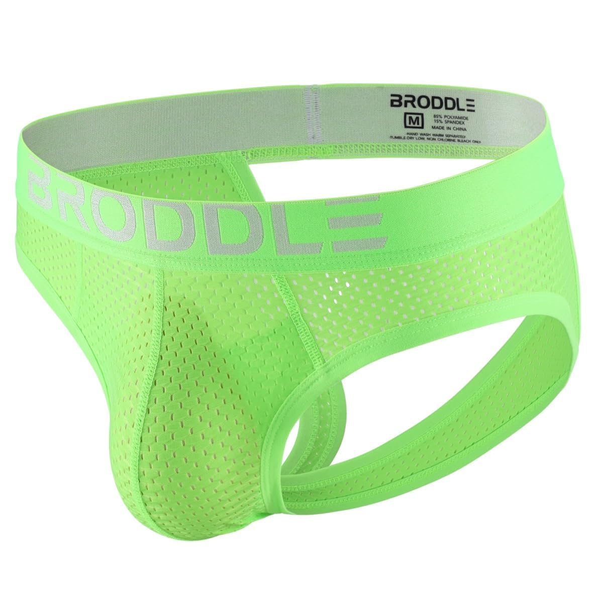 Broddle Men's Fgreen Mesh Padded Pouch Athelic Supporters Breathable Jockstrap Elastic Waistband Low Rise