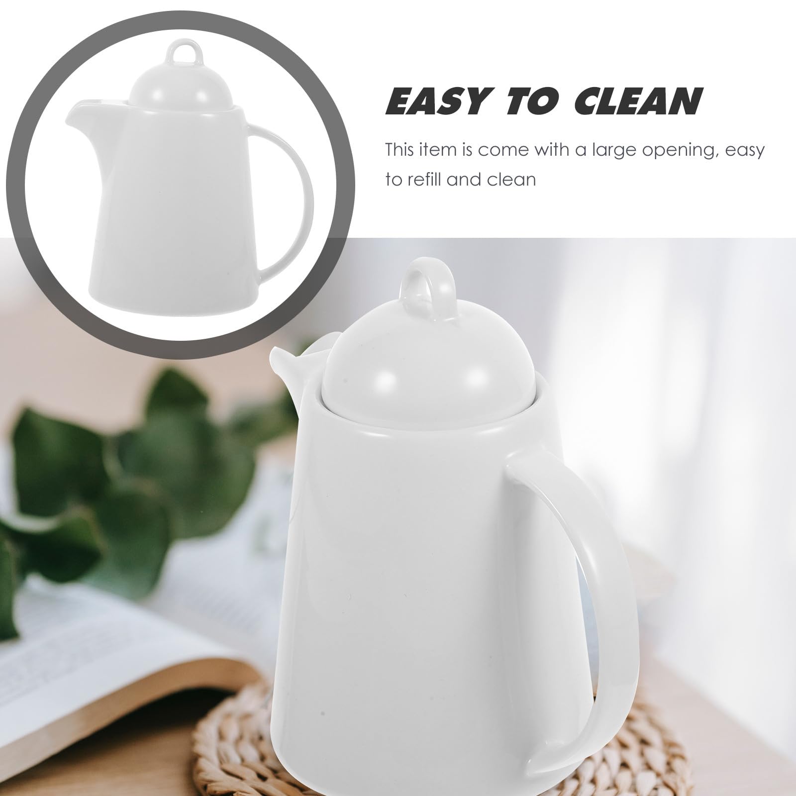 GALPADA Brocca in Ceramica da 850ml per Acqua Fredda Manico e Coperchio, Brocca per Succo Resistente per Picnic, Feste e Uso Domestico, Apertura Ampia per Facile Pulizia