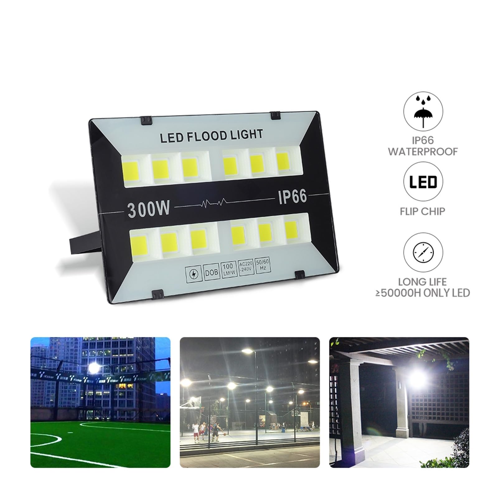 Luce Di Inondazione A LED 50W 100W 200W 300W Luces Illuminazione For Esterni For Esterni Faretto A LED Lampione A LED Lampada Da Parete Impermeabile IP66 Faretti da Esterno(200W)