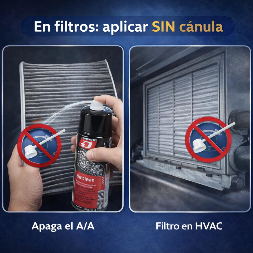 BioClean bactericida e higienizante, para todo tipo de circuitos de aire acondicionado y climatización, desprende un agradable olor y tiene una larga duración, 400ml.