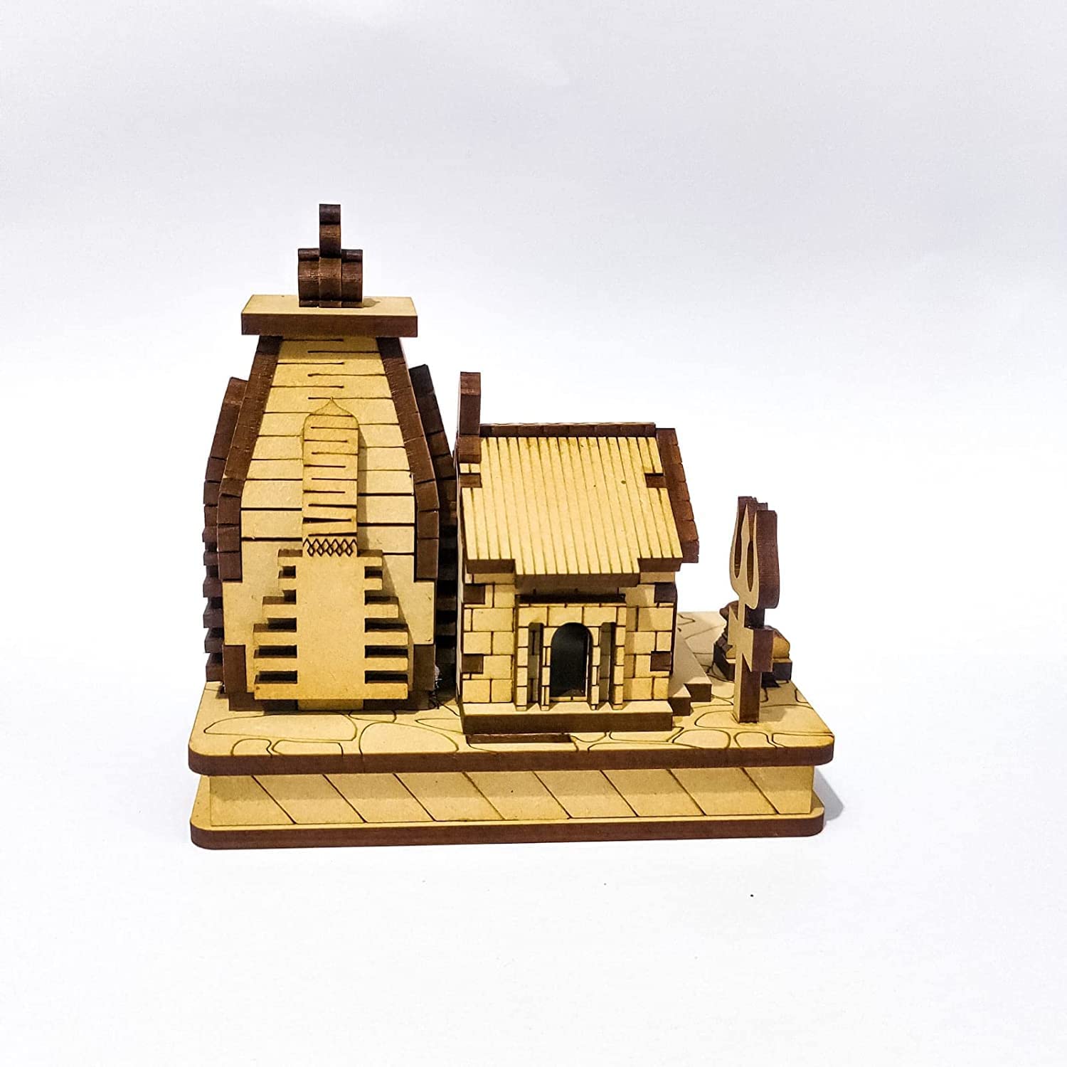 TQQ Wood Shree Kedarnath Temple 3D Model || Kedarnath Temple 3D Structure || Shree Kedarnath Mandir Show piecekedarnath Temple in Wood 3dlight ( Pack of 1)