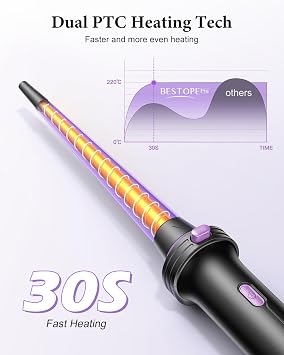 5 in 1 Curling Iron, Curling Wand Set with Thermal Brush, Flat Iron Hair Straightener, 3 Ceramic Irons (0.35-1), 13 Adjustable Temps, Hair Curler Waver with Heat Resistant Mat, Glove, Clip