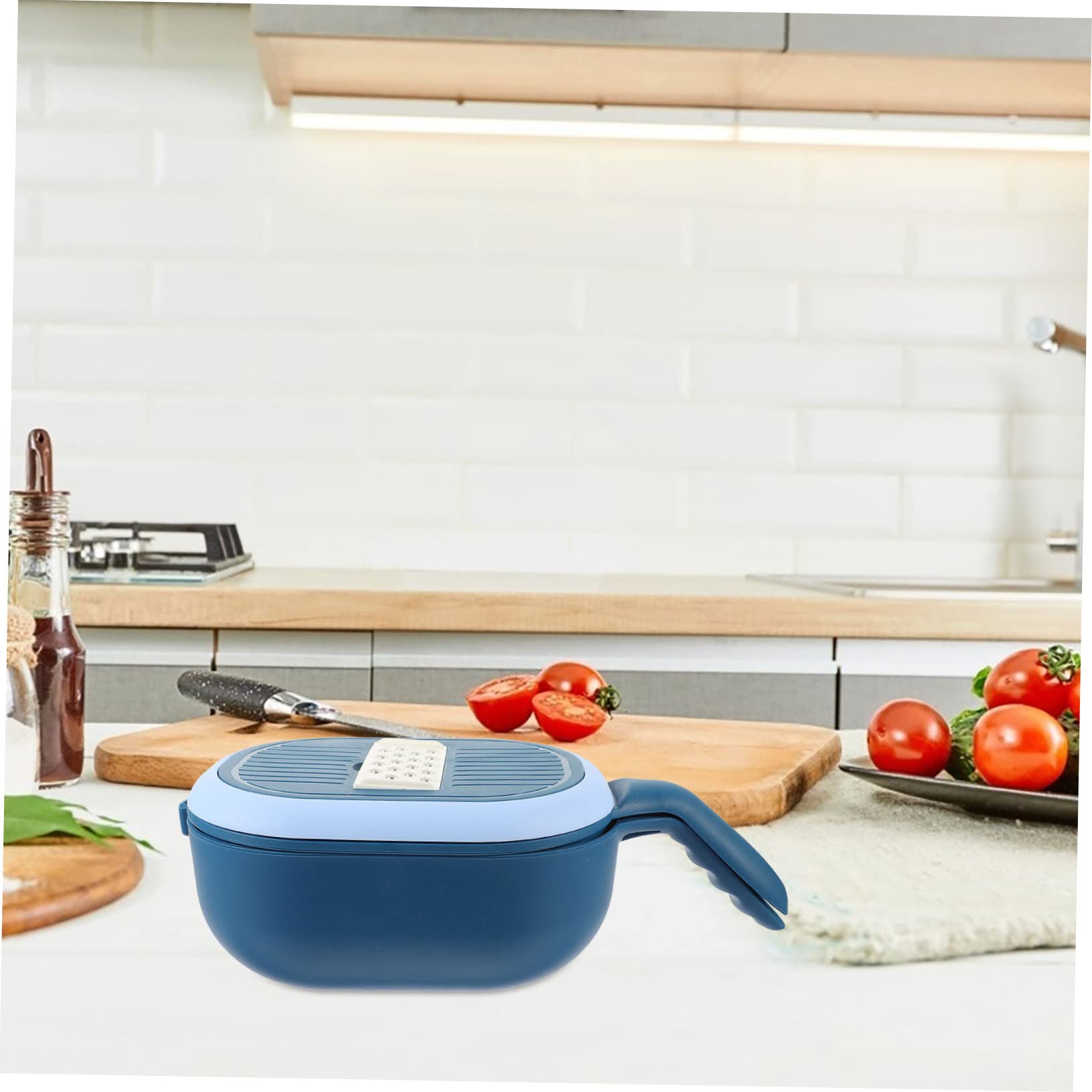 Cortador de Verduras Ajustable Azul, con Cesta de Drenaje