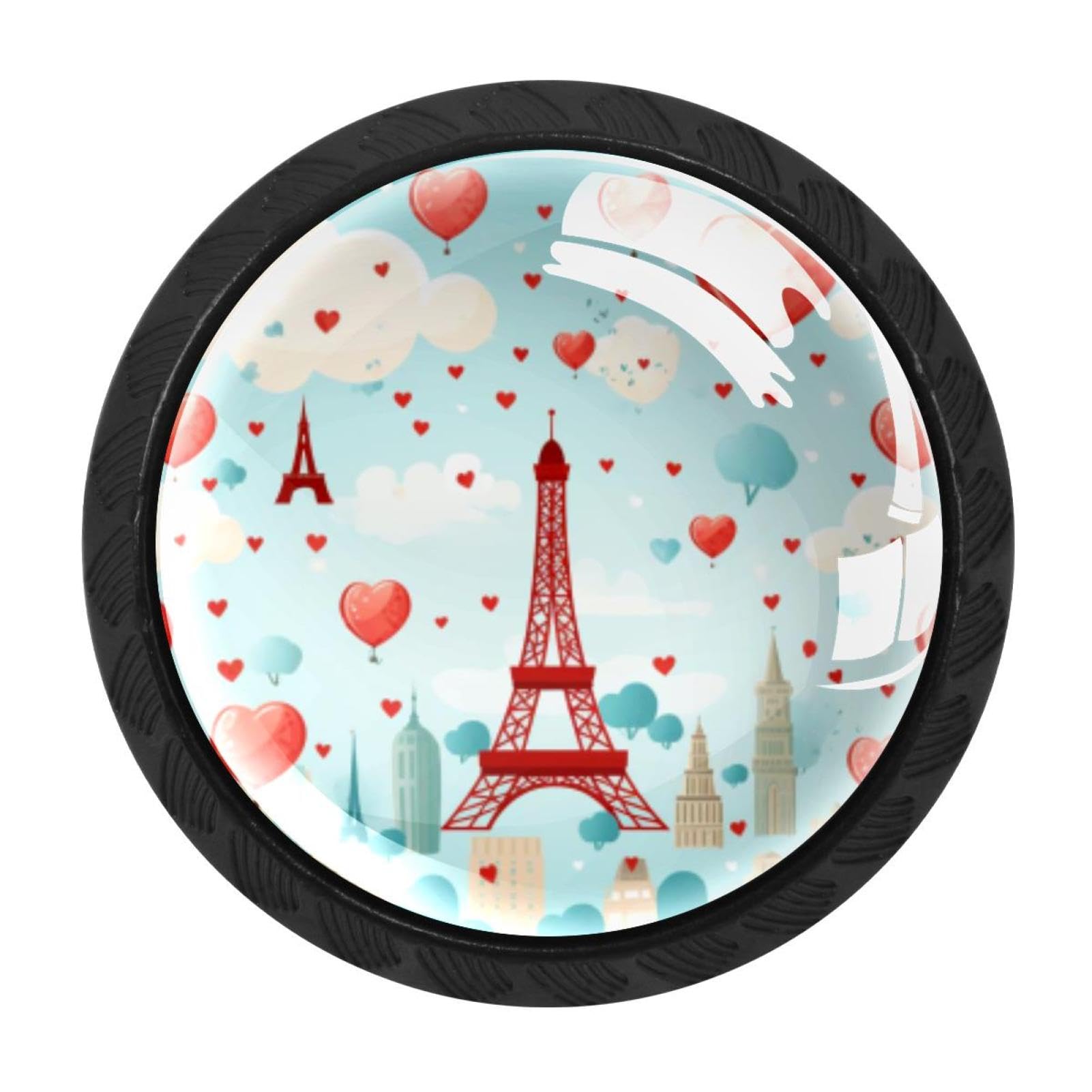 Chenzzzz Multicolored 04 4 Pieces Kitchen Cabinet Drawer Dresser Door Knobs Pulls Handles, Eiffel Tower Valentine's Day
