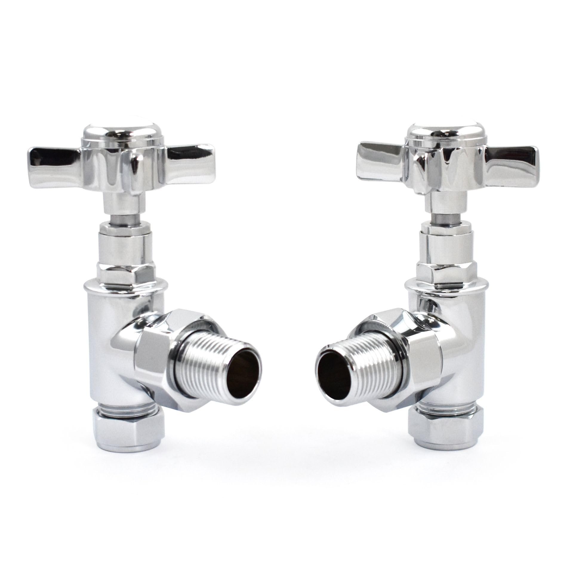 Hot Flow | Bayou Cross-Head Traditional Manual Radiator Valves (Pair) (Chrome)