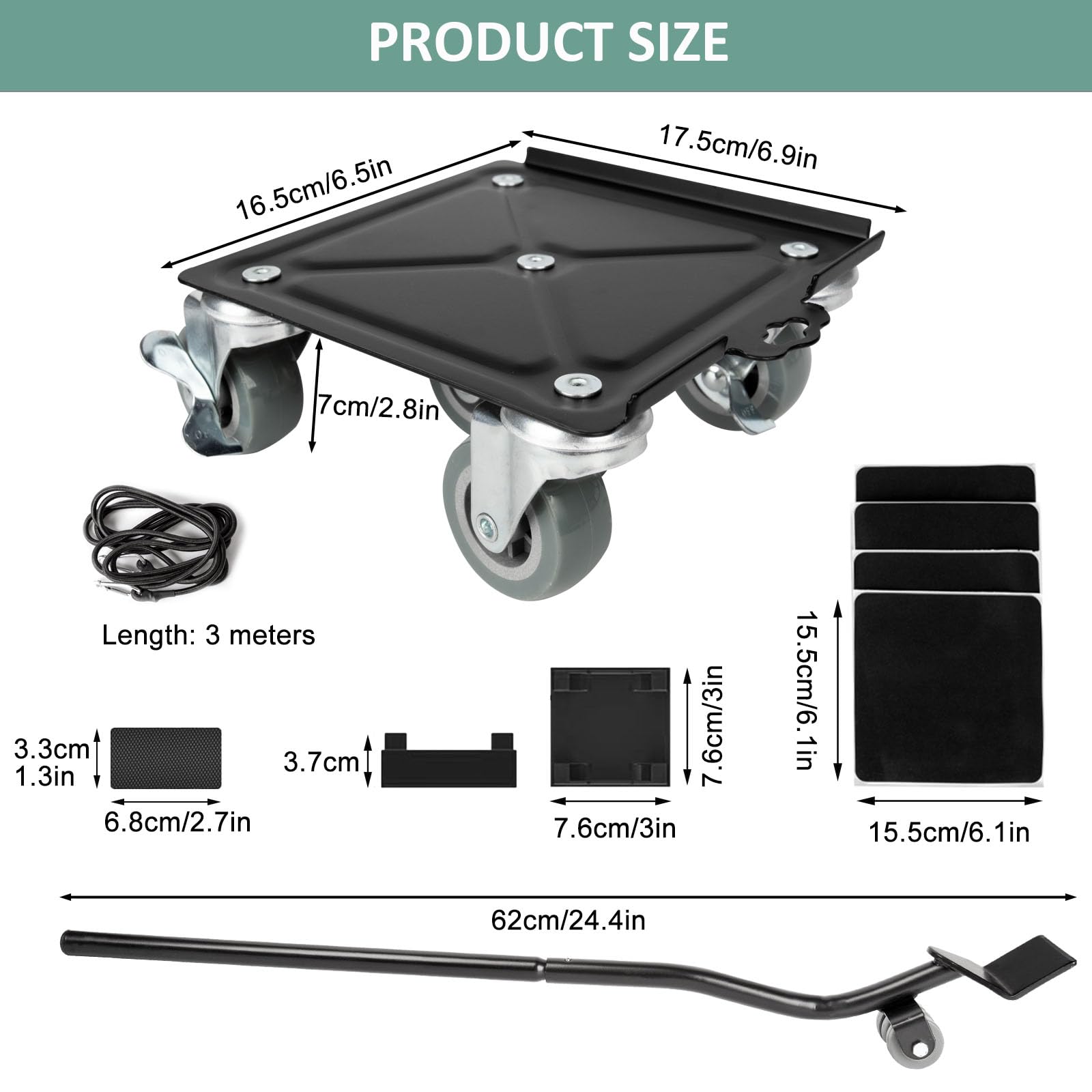 Kit Sollevatore Mobili, Spostare Mobili Pesanti, Kit Spostamento Mobili con Funzione di Parcheggio, Carico 1500 kg, con 5 Ruote Girevoli 360° per Spostamento Facile dei Mobili Grigio