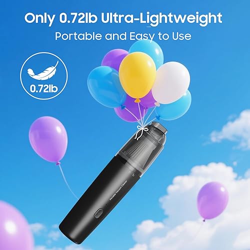 Miniatura 7 de Aspiradora de mano inalámbrica, aspiradora portátil con filtro HEPA, 2 modos de succión, mini aspiradora de mano recargable para automóvil, hogar,