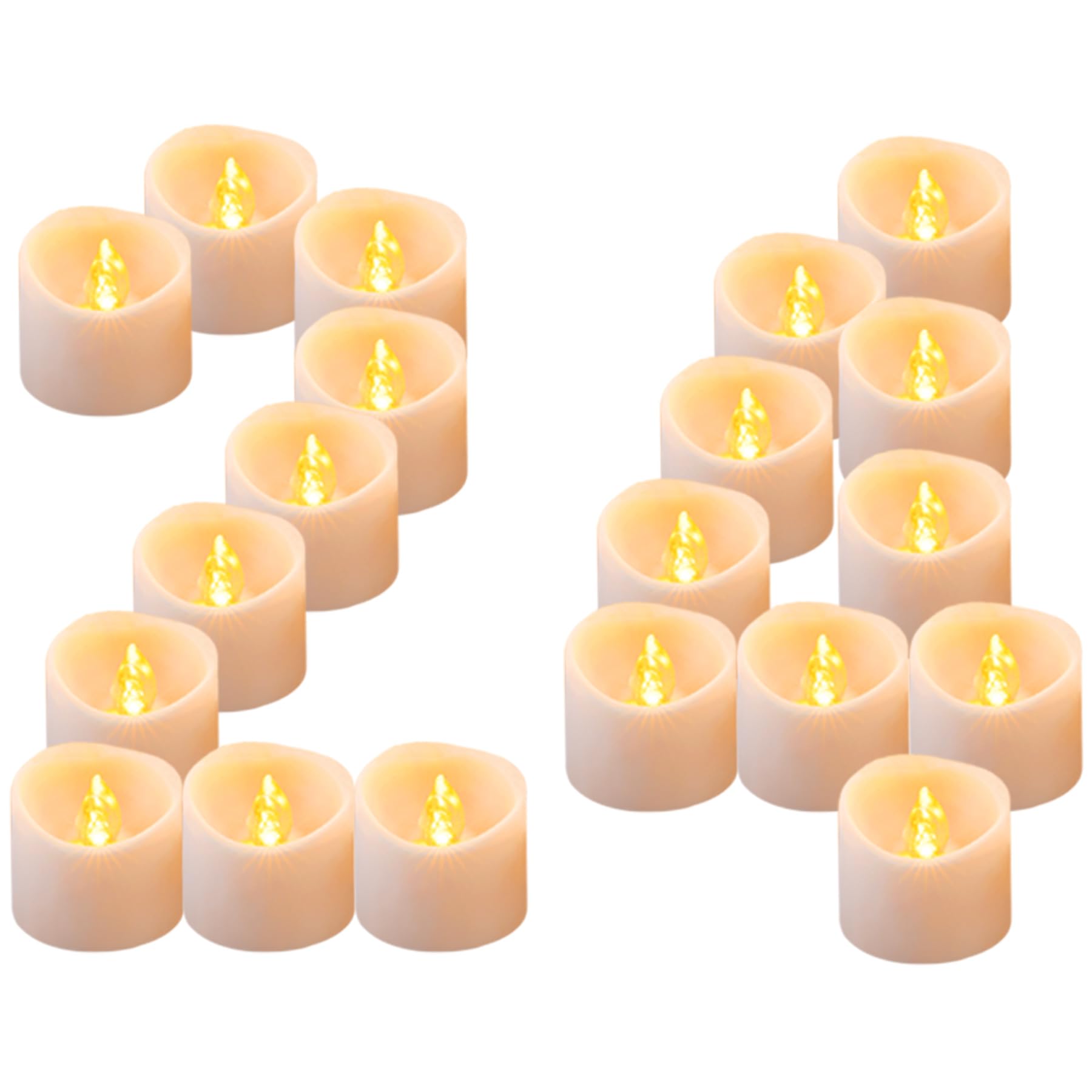 Yakpo 24 Pack Warm Yellow LED Timer Tea Light Candles Battery Operated, Flameless LED Flickering Votive Tealight, Electric Small Flicker Fake Candle Bulk for Christmas Halloween Pumpkin Decorations