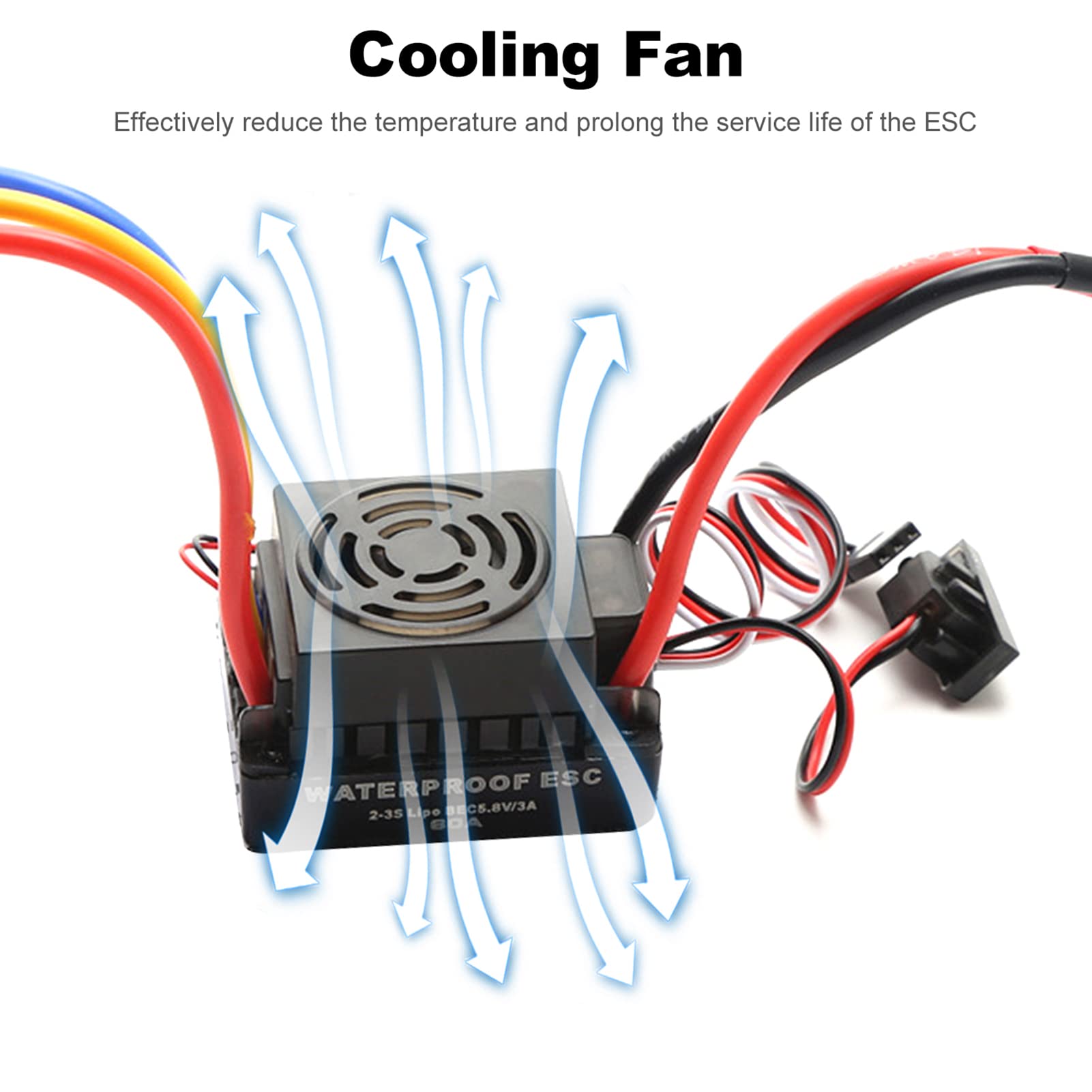 Hylukon 60A Brushless ESC Electronic Speed Controller T Plug 5.8V 3A BEC for 1/10 RC Car