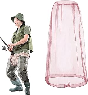 [Zqkimzi] ハエよけ帽子、メッシュベールバケットハット - メッシュ フライ ヘッド ネット アウトドア バケット ハット - ネットメッシュフェイスカバー付き屋外保護サンハット、キャンプ、アウトドアアドベンチャー、旅行用保護巾着帽子