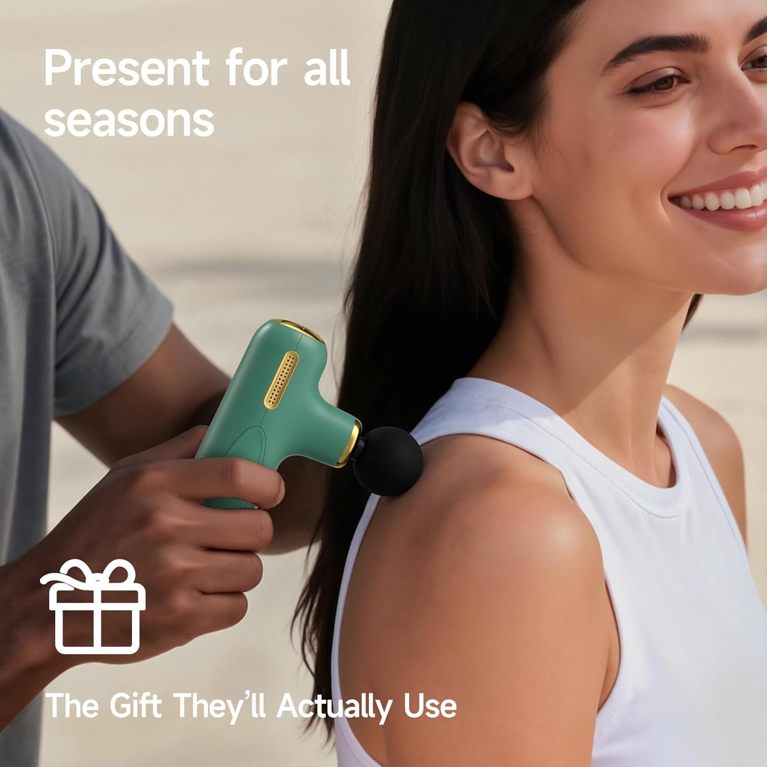 HEYCHY Super Mini Massage Gun Deep Tissue, Handheld Muscle Massager with 4 Heads, Quiet Percussion Travel Size Massager for Back Pain Relief, Home, Gym & Office, Green
