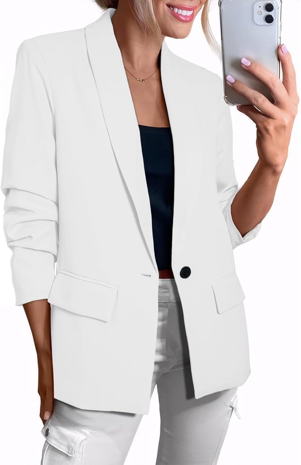 Happy Sailed Womens Long Sleeve Blazer Business Casual Open Front Work Office Suit Jackets