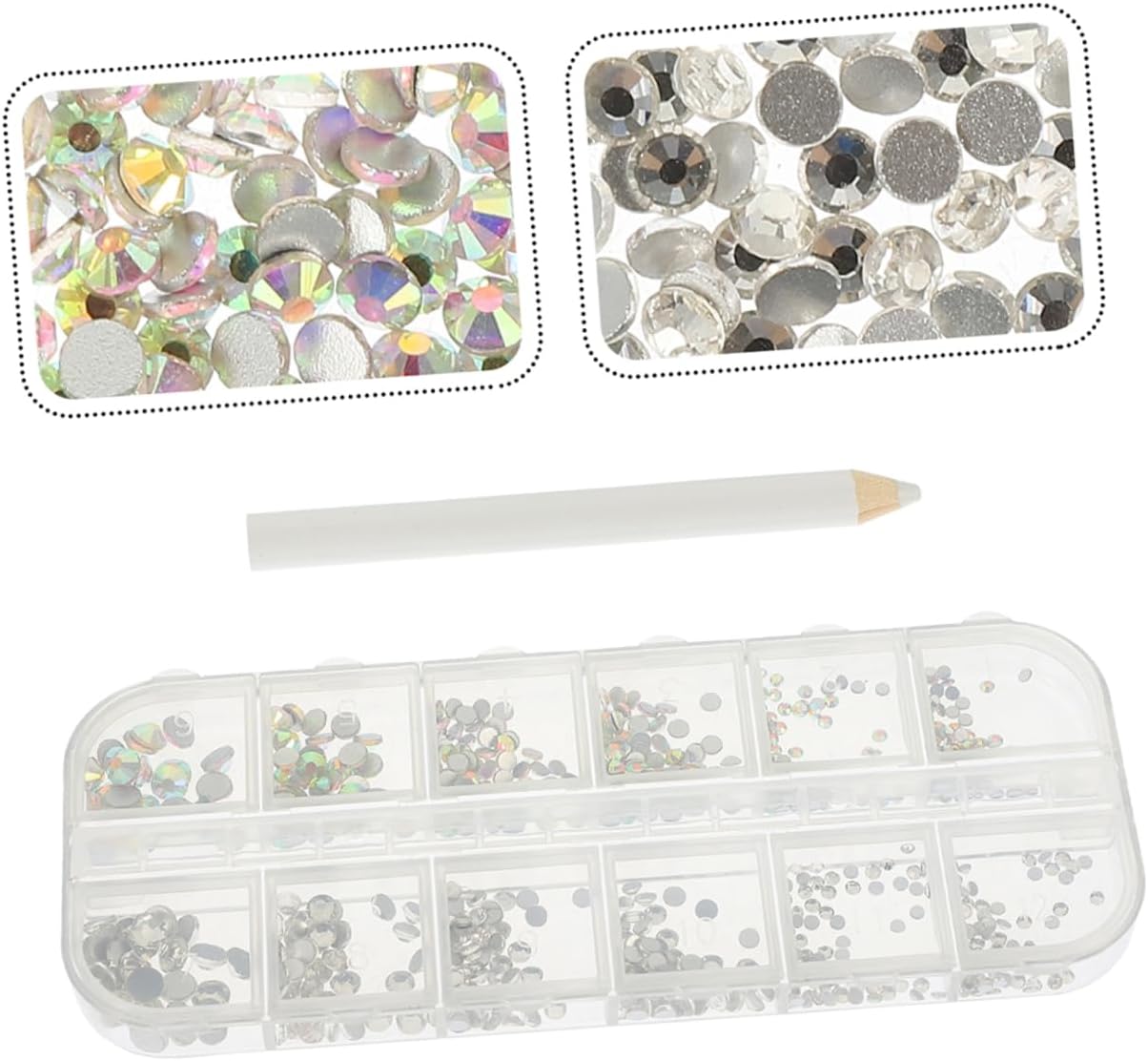 CLISPEED 3sets Flatback Rhinestones for Nail Charms Nail Decoration Kit Includes Flatback Ab Color Gems Dotting Tool for Craft Projects Phones More