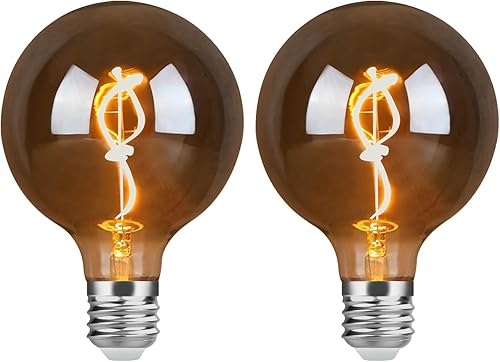 Miniatura 10 de OMED Bombilla Edison LED vintage G125/G40 E26, globo de gran tamaño, regulable, de vidrio ámbar, 2200 K, blanco cálido, bombilla redonda antigua