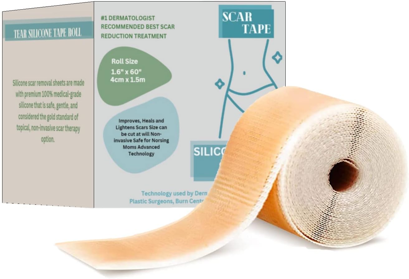 ZUMIE Silicon for Scars Recovery Medical Silicone for Scar Removal, Transparent Tear Silicone Tape Roll, For Hypertrophic Scars and Keloids Caused by Surgery (Scar repair tape 1 Roll)