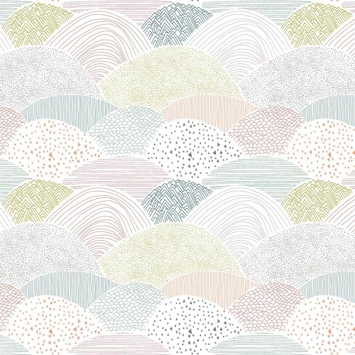 Timeet Tapete Selbstklebend 39x300cm Klebefolie Gestreift Möbelfolie Streifen Farbig Dekorfolie Hügel Linien Sanfte Farbe Vinyl Wasserdichte Wandpapier für Schlafzimmer Wohnzimmer Küche Wand Möbel