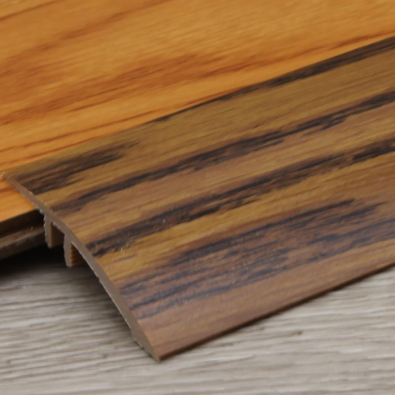LSMKKA Floor Transition Strip Wood to Tile, Self Adhesive PVC Plastic Threshold Reducer Step Down 3/4 Inch for Vinyl Flooring Uneven Floors, Carpet Edge Trim Molding