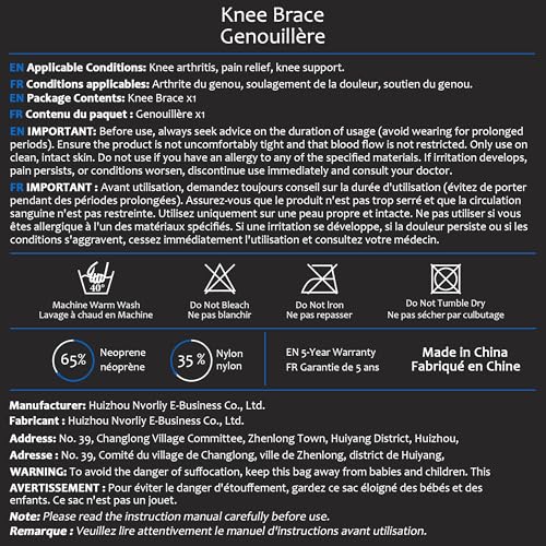 Nvorliy Knee Brace for Women Plus Size for Knee Pain (XL-8XL) - Extra Large Knee Brace with Side Stabilizers for Arthritis, Meniscus Tear, Knee Pain Relief, ACL, LCL, MCL (3XL/4XL, Black)