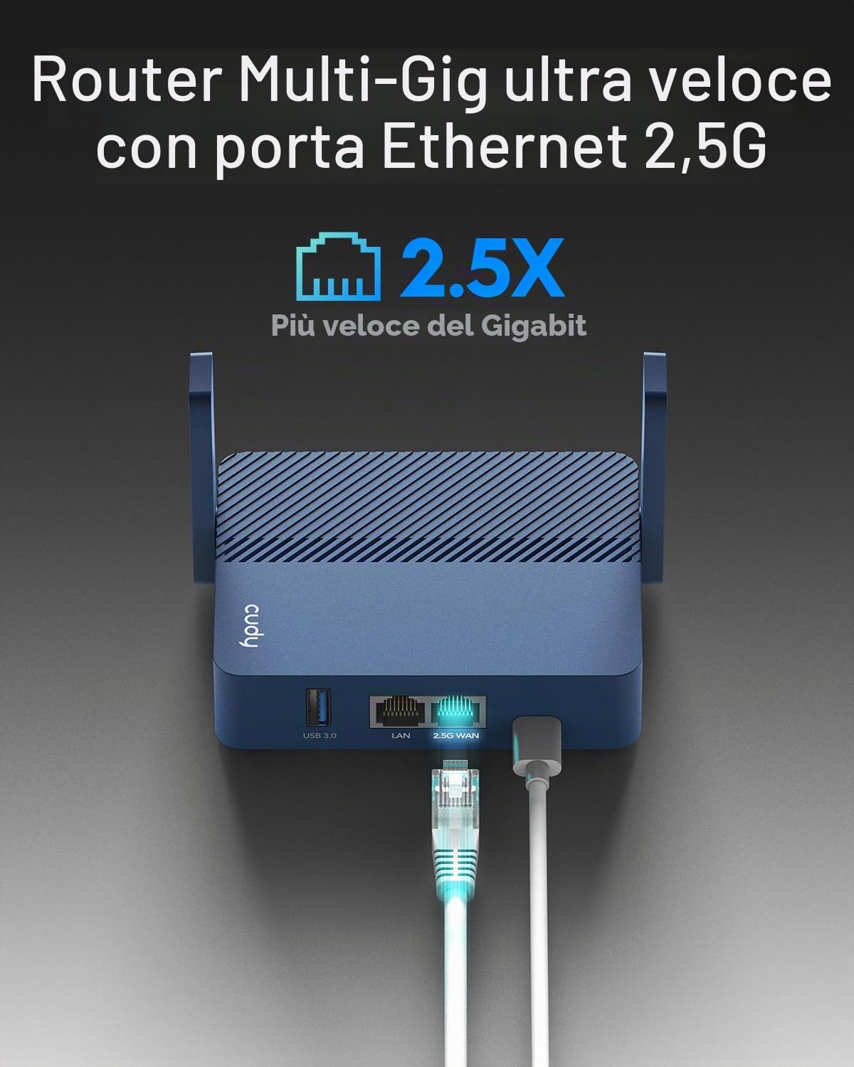 Cudy AX3000 Router da viaggio Wi-Fi 6 Gigabit tascabile, porta Ethernet RJ45 da 2,5 Gbps, extender/ripetitore per hotel e rete pubblica, WISP, client e server VPN, USB 3.0, TR3000