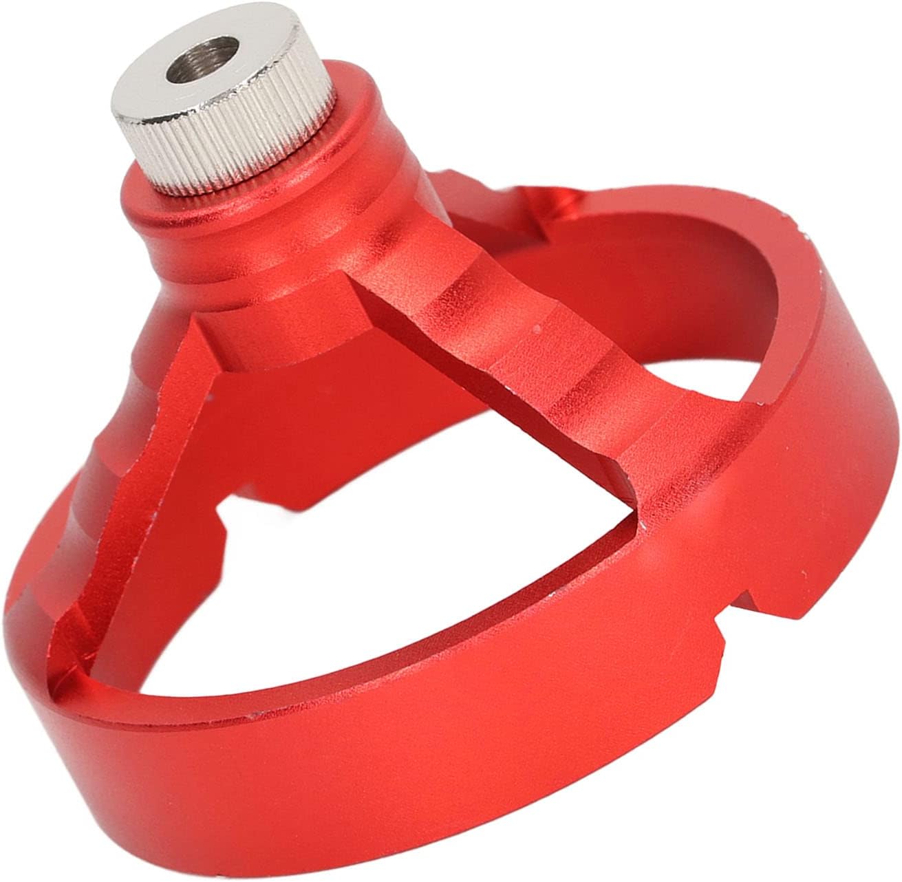 Woodworking Hole Punch Locator with 6 Drill Bushings Aluminum Alloy Drill Bit Jig for Precision Drilling Red Tool