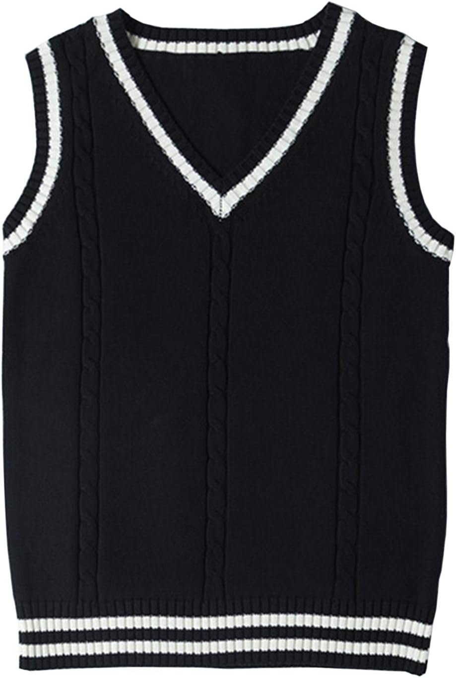 Locachy Women's Slim V Neck Sleeveless Sweater Vest Cable Knit