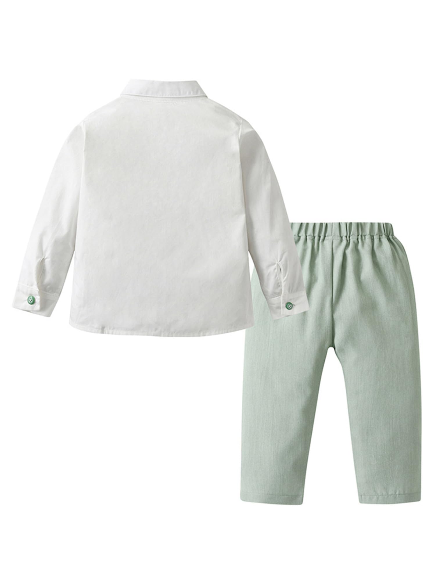 Baby Jungen Anzug Gentleman Outfit Langarm Fliege Hemd + Weste + Hose Kleinkinder Festlich Bekleidungsset Taufanzug Hochzeitanzug Festanzug Grün Q 68-80