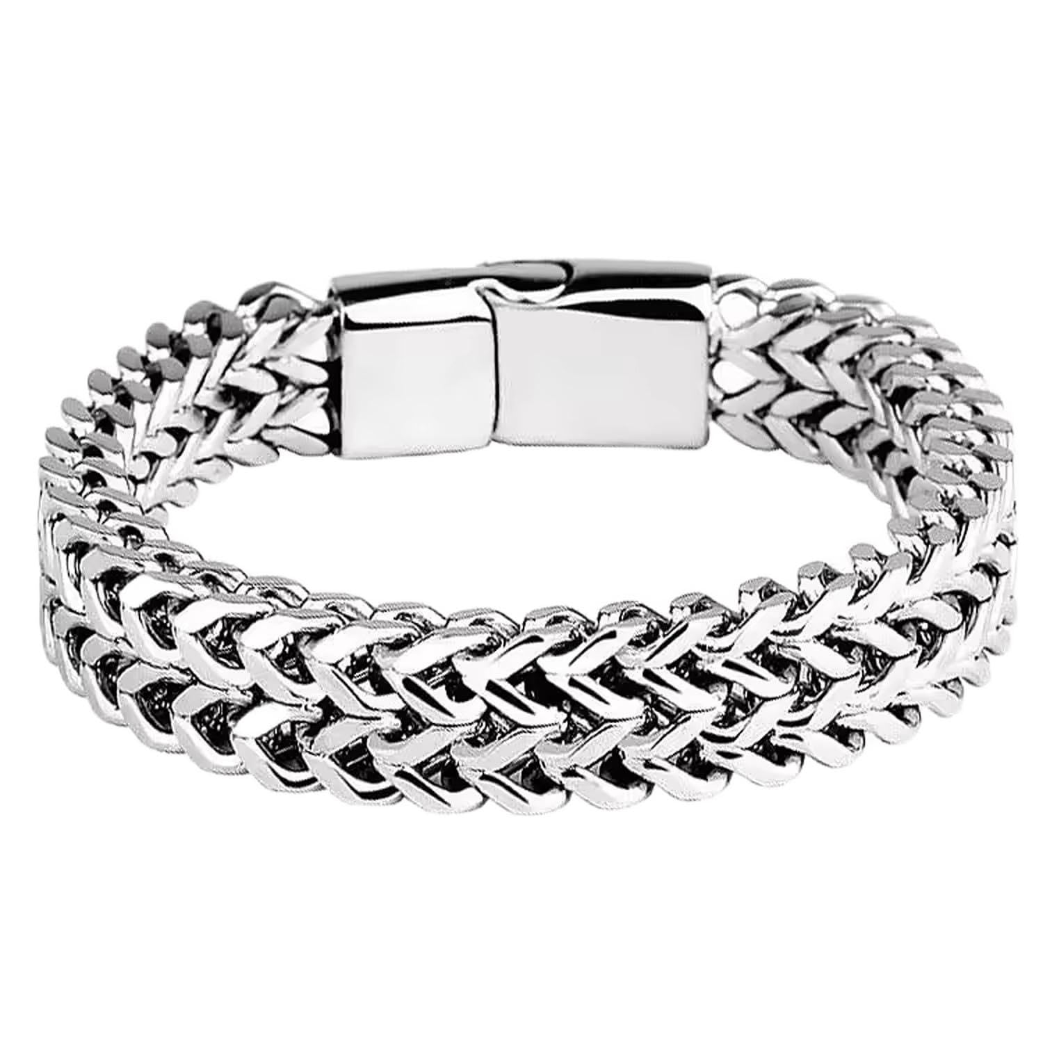 Lila Stylish Stylish Bracelet Fashionable Hip Hop Style Link Chain Design Bracelet Bangles Stainless Steel Cuff Mesh Kada Bracelet for Men Women Boys Girls