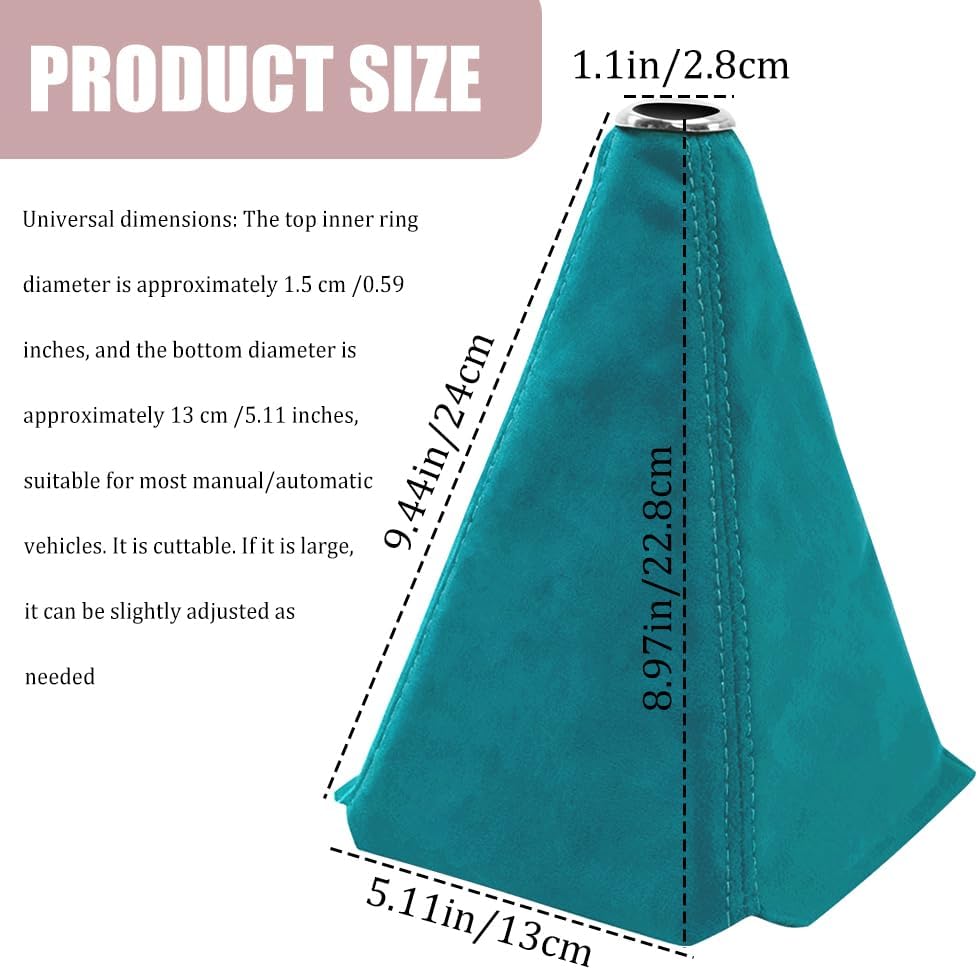 Car Shift Boot Cover, Stick Shift Cover, Suede Leather Manual/Automatic Shifter Boot Dust Sleeve, Car Accessories Vehicle Transmission Lever Protector Fit for Sedan Truck (Light Blue)