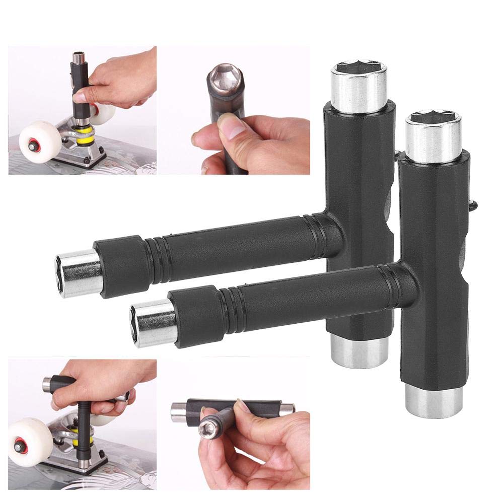 Alomejor Skateboard Wrench 2 Sets Steel T Shape Wrench Skateboard Roller Skate Tool Multifunction Repair Tool Wrench
