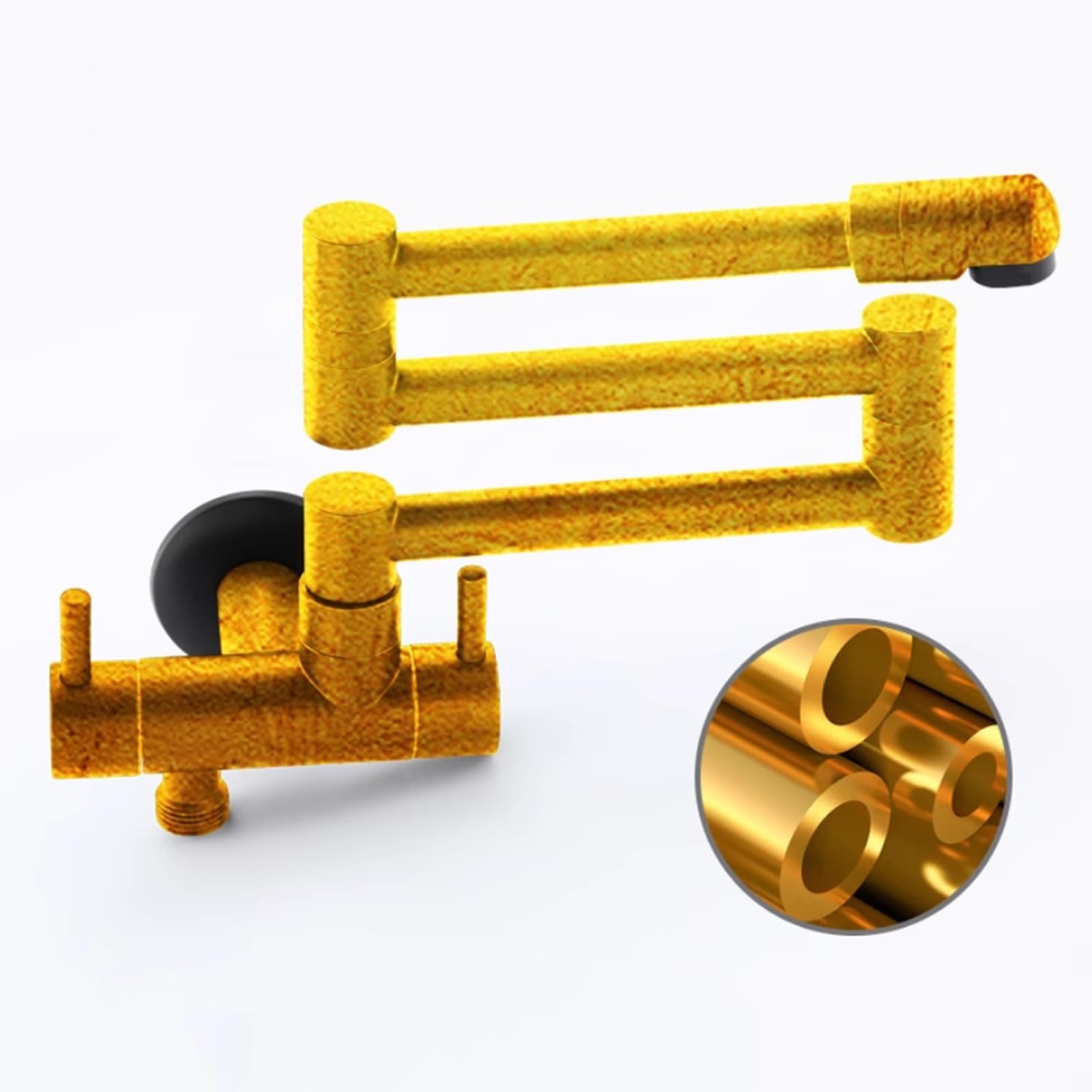 Grifo De Baño Doble Salida Grifo Pared Plegable Grifos para Lavadora con Rotación De 360° Solo Agua Fría,Cromado