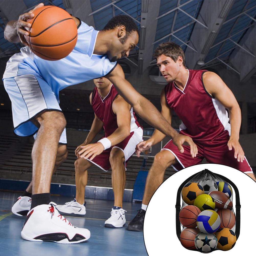 Lucywey Borsa Rete per Palloni Sportivi 2 in 1 Set, Sacchetto Calcio/Basket con Coulisse Impermeabile e Tracolla Regolabile, Leggero (80g) Portatile per Palestra, Viaggio, Casa - 35x25cm +31x23cm