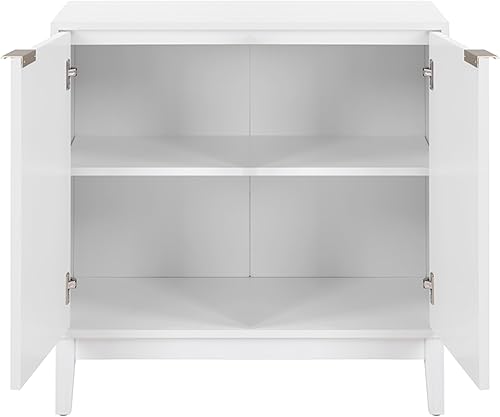 Miniatura 8 de Armario estriado con almacenamiento, aparador de 2 puertas, armario moderno con estante ajustable para cocina o sala de estar, ceniza natural