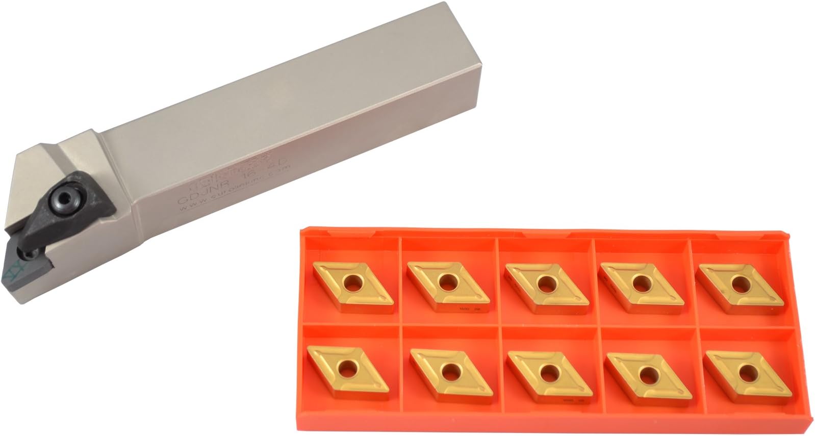 Glanze GDJNR 16-4D + DNMG 442 R6 G350 Turning Tool Holder Kit with 10 Carbide DNMG Inserts, 6"