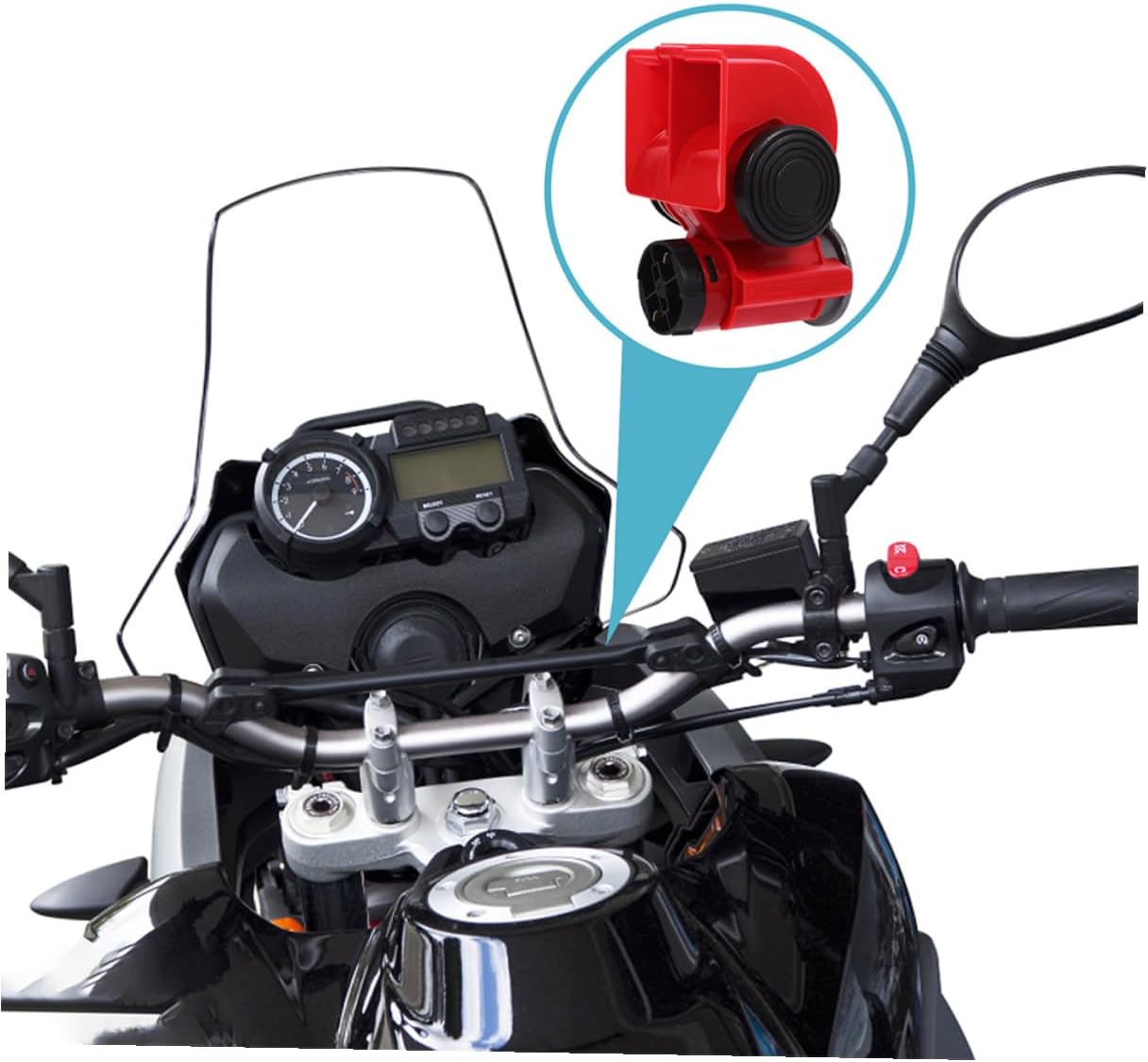 12v Red Spiral Electric Train Horn for Cars and Trucks, Loud Dual-tone Air Horn Replacement Part, Suitable for Pickup, Suv, and Rv Exterior Accessories