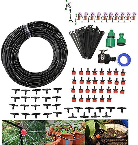 Lysport 93 in 1 DIY Micro Irrigation Drip System-Tubing Watering Drip Kit, Irrigation Spray for Patio Garden Flower Plants (82ft Pipe)