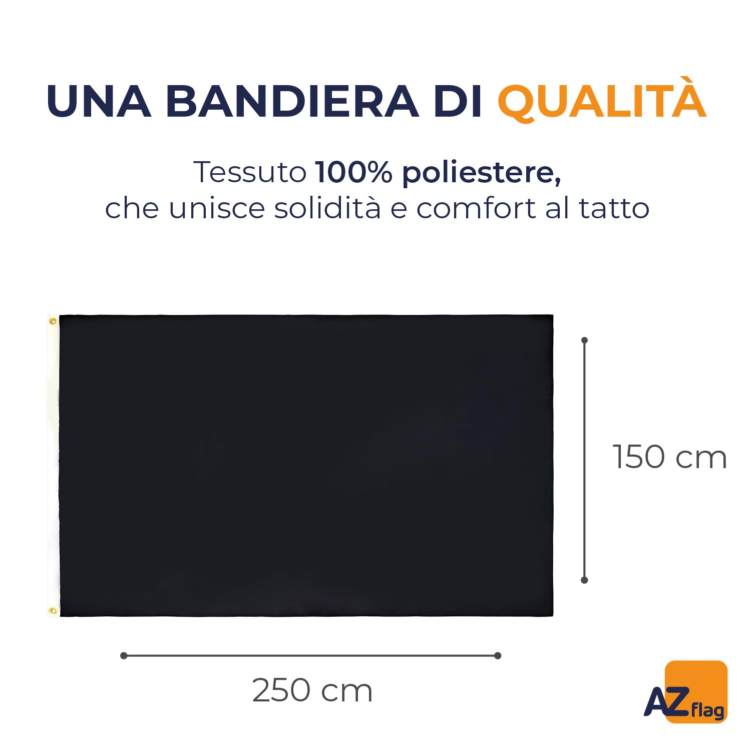 BANDIERA MONOCOLORE NERO 250x150cm - GRAN BANDIERA NERA 150 x 250 cm - Bandiere - AZ FLAG
