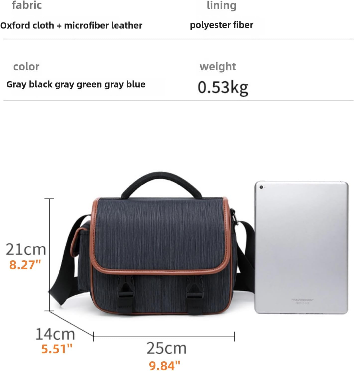 Small Compact Vintage Travel Camera Drone Equipment Lens Padded Protective Storage Sling Crossbody Shoulder Bag for Men and Women with Tripod Holder and Removable Divider Insert (Black gray)