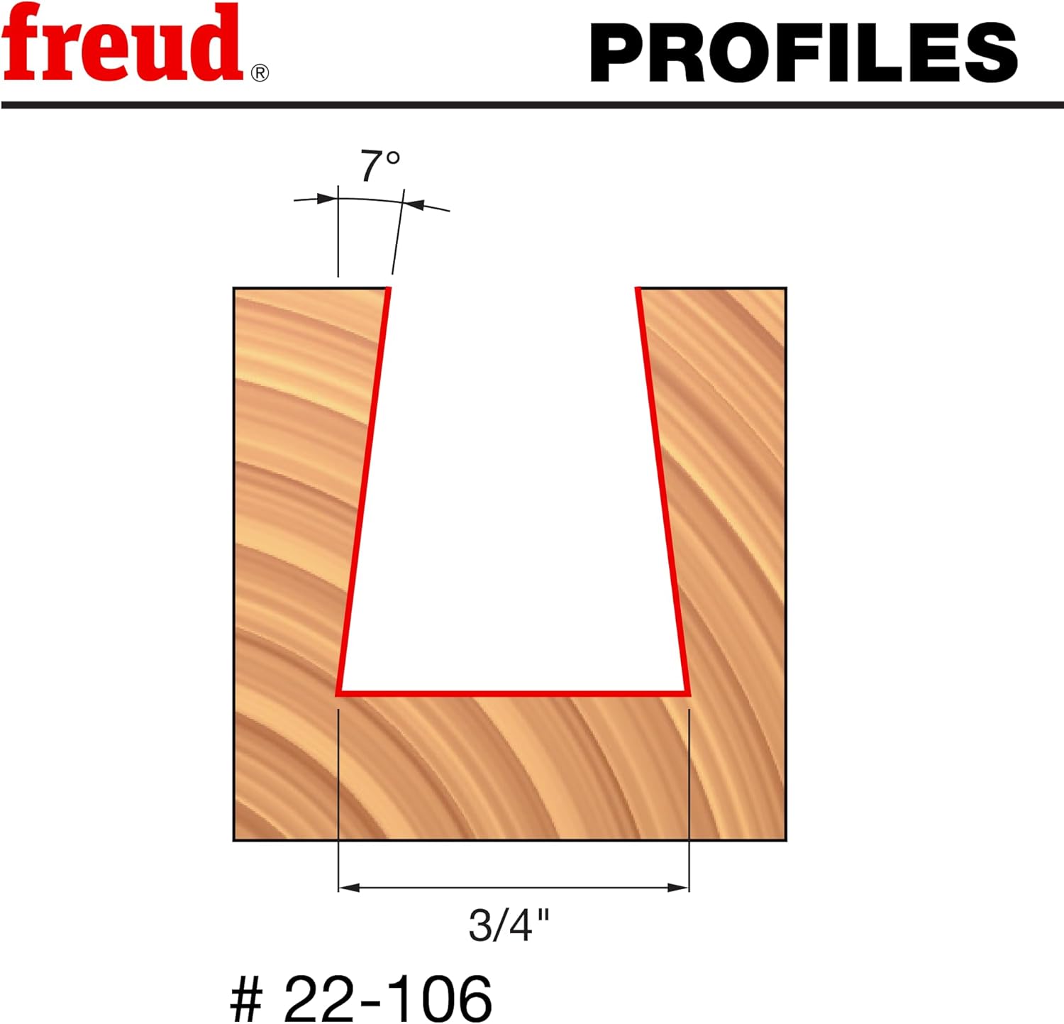 Freud 22-106: 3/4" (dia.) Dovetail Bit with 1/4" shank, 2-1/8" overall length