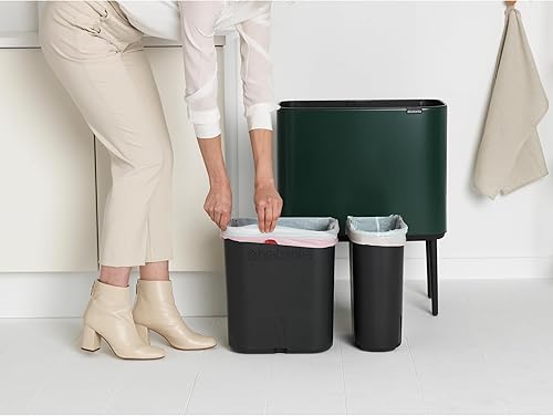 Vista 64 de Brabantia Bo - Cubo de basura – 1 cubo interior de 9.5 galones (acero mate FPP) cubo de basura para residuos/reciclaje, compartimento extraíble +