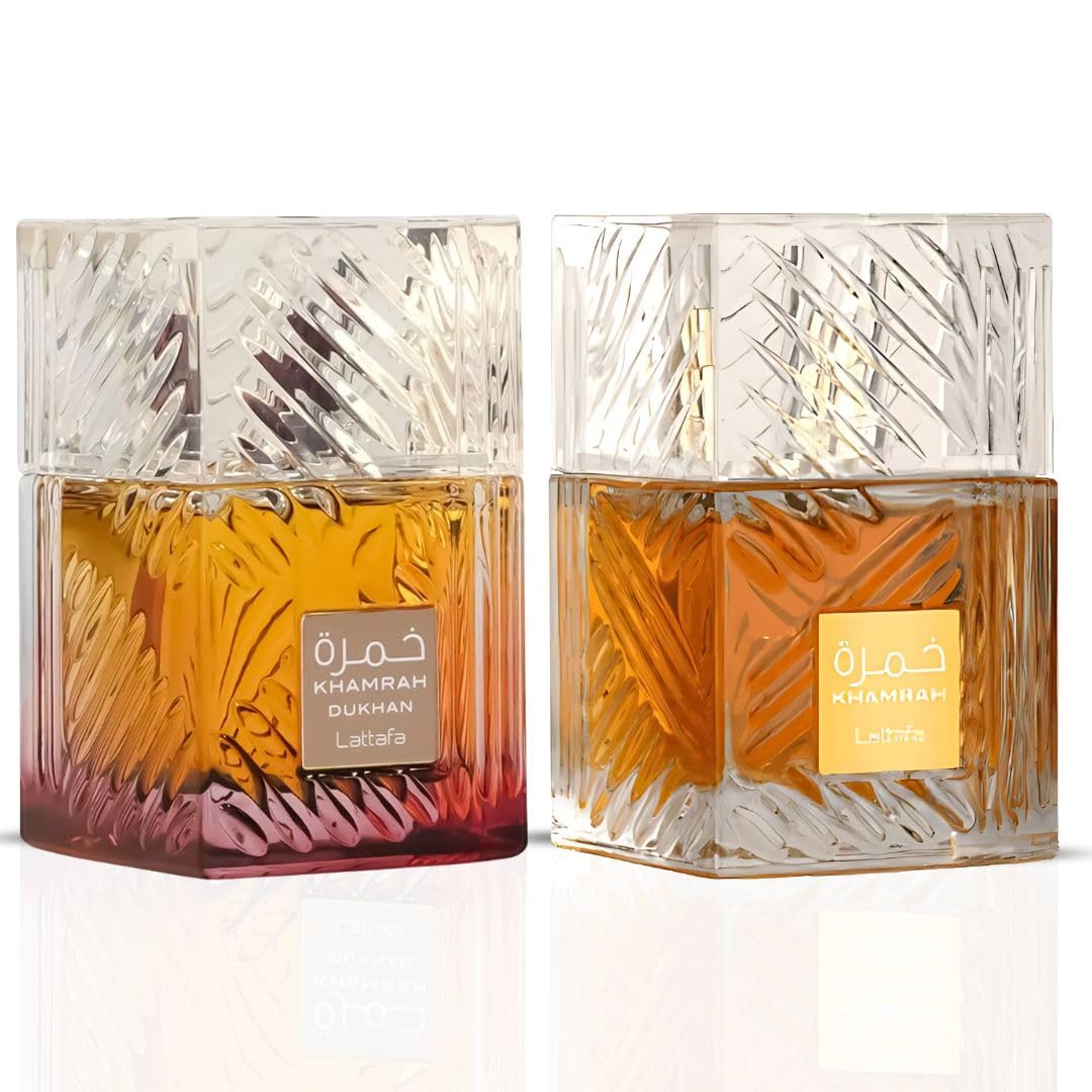 Amazon.com : Lattafa Khamrah & Khamrah Dukhan Eau De Parfum Sprays