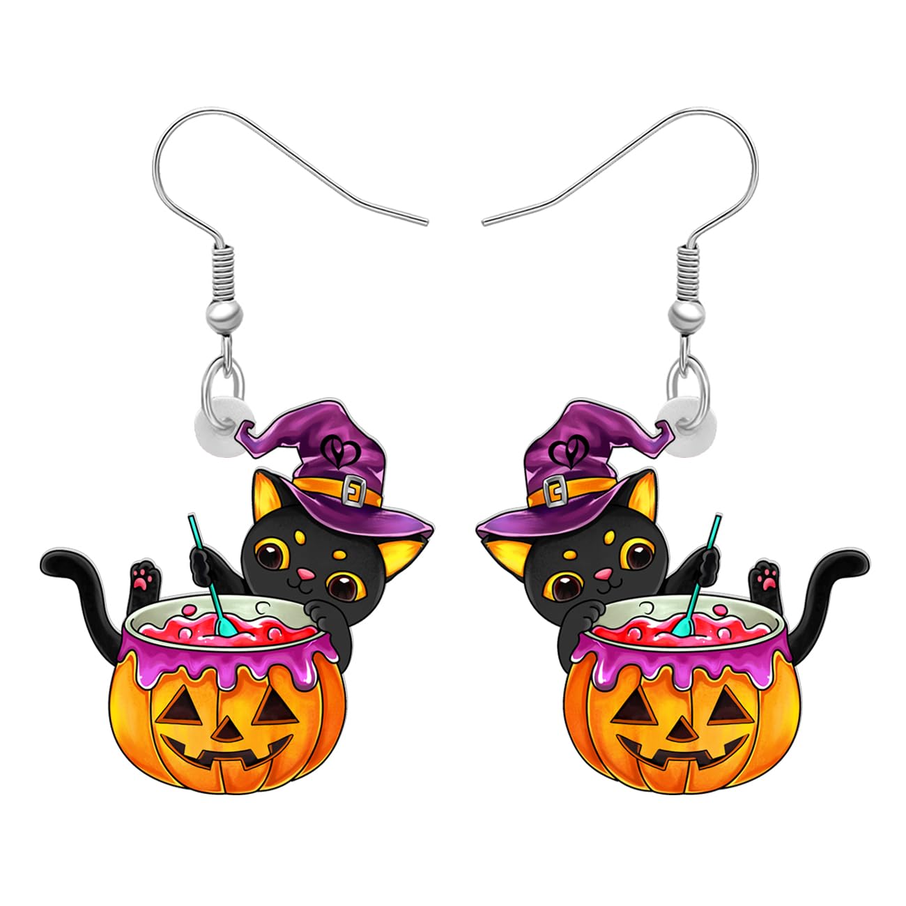 LONYOO Orecchini Gufo Con Cappello Da Strega - Theme Halloween, Acrilico, Regalo Originale