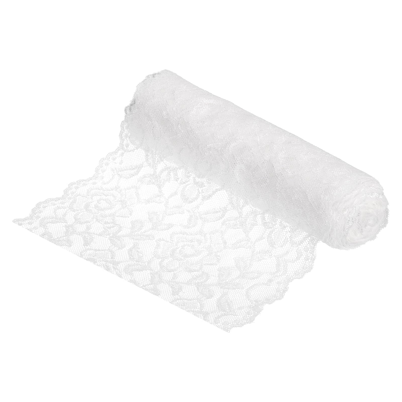 sourcing map 7 Inch Wide 5 Yard Lace Ribbon Floral Pattern Light White Lace Trim Ribbon for Sewing Making, and DIY Crafts, Gift Wrapping, Bouquets, Wedding Decor