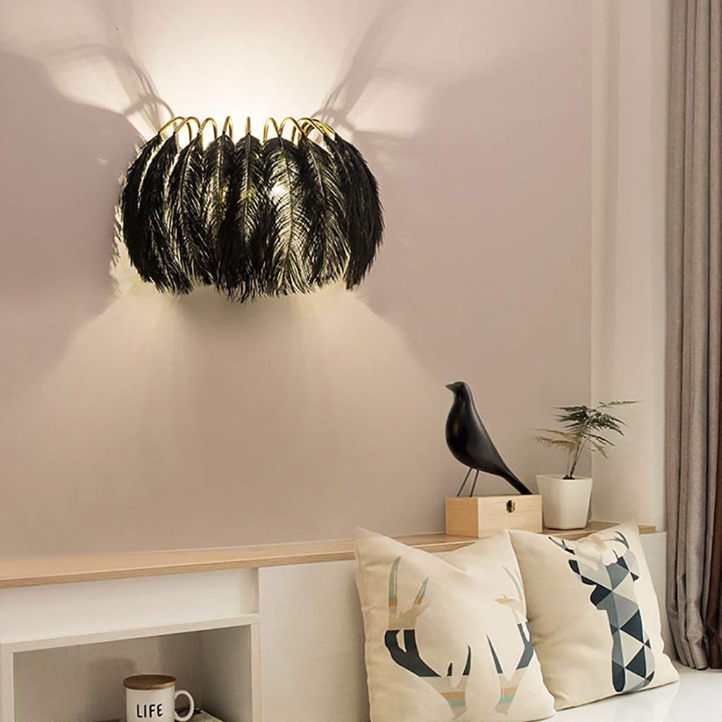 Applique Feather salon et chambre enfant : lampe plume noire design chic